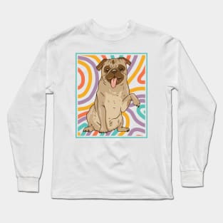 Cute and Colorful Portrait of a Pug Dog // Adorable Pug // Pug Mom KH Long Sleeve T-Shirt